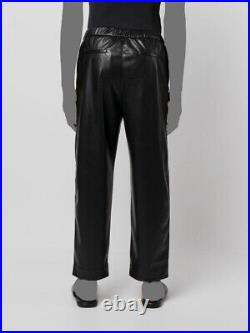 $525 Nanushka Men's Black Faux Leather Jain Drawstring Cropped Pants Size S
