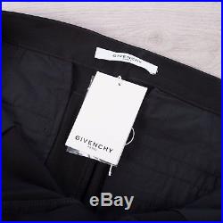 650$ Authentic New GIVENCHY Black Cotton Pants Men With Leather Logo Patch