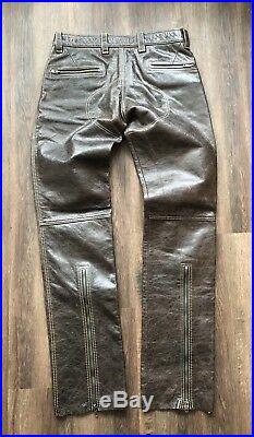 665 Leather Men's Leather Pants Size 32 Brown West Hollywood Gay Biker
