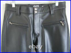 665 One # SHORT OF HELL West Hollywood California Black Leather Pants 34 x 30