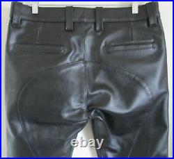 665 One # SHORT OF HELL West Hollywood California Black Leather Pants 34 x 30
