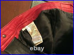$798 DIESEL LEATHER JEANS P-THAVAR-L Black Leather Pants, withinside red trim