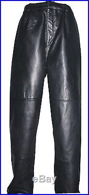 9001 Men Black Soft Sheepskin Leather Long Classic Dress Waisted Pants 46W32L