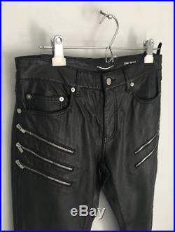 $990+ Saint Laurent Men's Black Zipped Faux Leather Pants Jeans hedi slimane 31