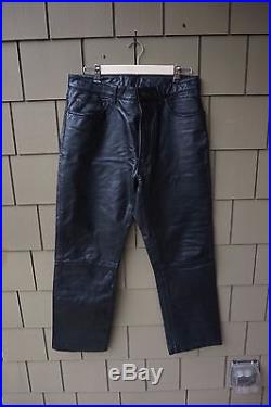 A+ Mens GAP leather Pants jeans black 35X32 boot fit cut Motorcycle Biker Riding