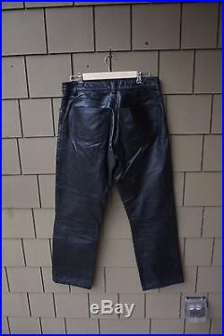 A+ Mens GAP leather Pants jeans black 35X32 boot fit cut Motorcycle Biker Riding