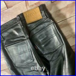 AERO LEATHER Authentic Leather Pants Men Black Used from Japan
