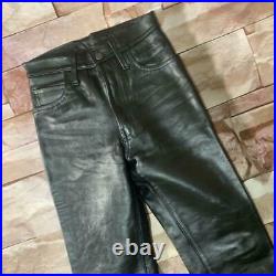 AERO LEATHER Authentic Leather Pants Men Black Used from Japan