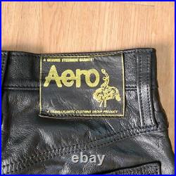 AERO LEATHER Authentic Steerhide Leather Pant Men Black Size 30 Used from Japan