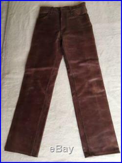 AERO LEATHER Pants Brown Steerhide Men's Genuine From Japan USED