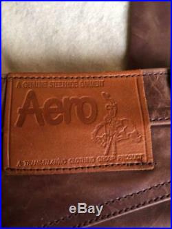 AERO LEATHER Pants Brown Steerhide Men's Genuine Waist 31inch Excellent+