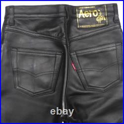 AERO LEATHER Riders pants bottoms Men's Black used cowhide no damage #V5629