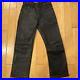 AERO-LEATHER-leather-pants-black-full-length-straight-size-28-vintage-Men-s-01-wji