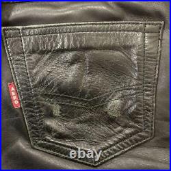 AERO LEATHER leather pants black full length straight size 28 vintage Men's
