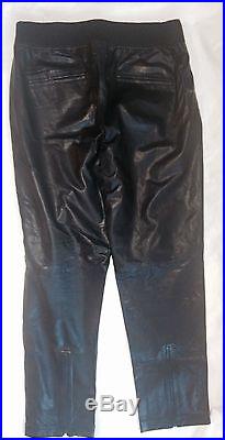 AUTH ALEXANDER WANG Mens Black Calf Leather Sweat Pants Jogger SZ Large $1197