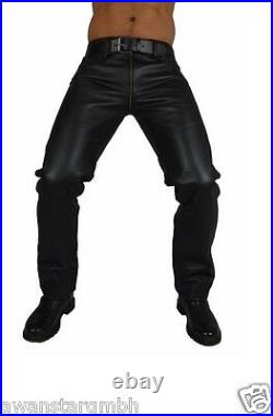 AW-701 Echt Lederhose mit 2 Wege RV Biker Jeans leder hose, leather trousers