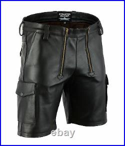 AW7520 Plain Leather Carpenter Shorts, Cargo Shorts, Zimmermann hose, Cargo Pants