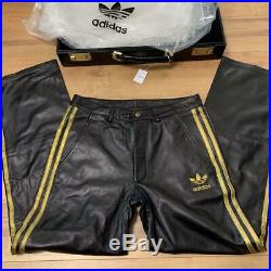 Adidas Active Wear Set Jacket Pants Men Black Gold Line Lamb Leather Japan F/s