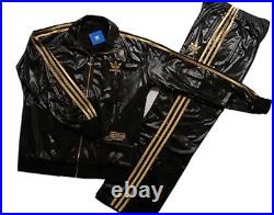 Adidas Originals Chile 62 Full Tracksuit Pants Jacket Gold Black Leather Look