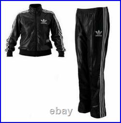 Adidas Originals Chile 62 Full Tracksuit Pants Jacket Silver Black Leather Look