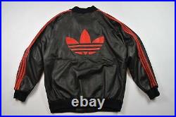 Adidas vintage leather Run Dmc rap hip hop jacket set tracksuit pants size XL