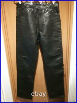 Aero Leather Genuine Leather Leather Pants Men's Black Zip Fly Size 33 Used