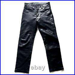 Aero Leather Men's vintage Leather pants bottoms Steerhide Black