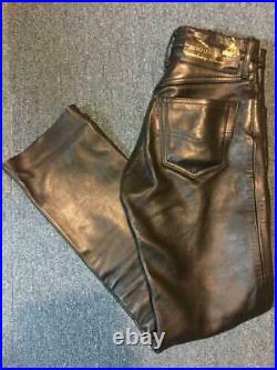 Aero Leather Pants Men's Size 28 Black Horsehide Genuine From Japan USED