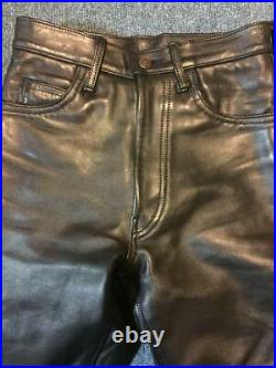 Aero Leather Pants Men's Size 28 Black Horsehide Genuine From Japan USED