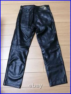 Aero Leather Stearhide Leather Pants Men's Size 31 Black Zipper Fly #V282