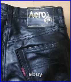 Aero Leather Stearhide Leather Pants Men's Size 31 Black Zipper Fly #V282