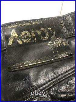 Aero Leather bike steerhide Pants Leather 29 Black Men's Vintage Genuine