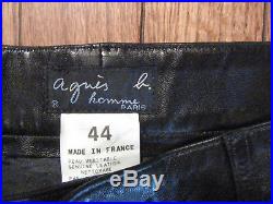 Agnes B. Homme Paris Mens Black Leather Slacks Pants44 Eur / 34 USA X 34