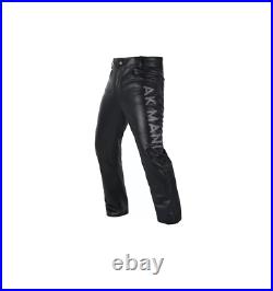 Ak Mani Men's Genuine Leather 5 Pockets Jeans Style Motorbike Black Pant Size 40