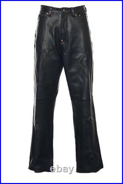 Akademiks Men's Leather Flat Front Pants (34x33, Black) $402