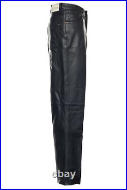 Akademiks Men's Leather Flat Front Pants (34x33, Black) $402