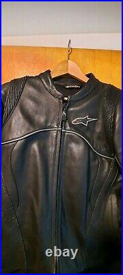 Alpinestars Black Leather Motorcycle Jacket & Pants, zip together or seperate M