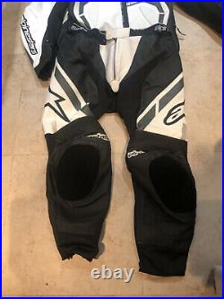 Alpinestars Motegi 2 Piece Racing Leather Suit Black White, Jacket 46 Pants 40