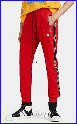 Amiri Men's Red Leather-Striped Tech-Jersey Track Pants Large