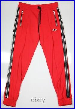 Amiri Men's Red Leather-Striped Tech-Jersey Track Pants Large