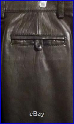 Andrew Marc Men's Motorcycle Soft Leather Pants Lined Size 33 Straight Leg