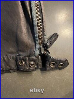 Ari Men's Black Leather Pants Zipper Accents Fit EU sz 52 Italy