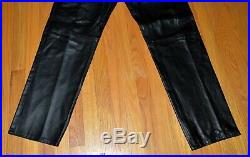 Armani Jeans Men's Leather Button Fly Pants Leather Jeans Black size 34 X 34