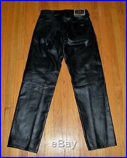 Armani Jeans Men's Leather Button Fly Pants Leather Jeans Black size 34 X 34