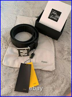 Authentic FENDI Black Belt FF Leather New with Tags size 90/36 Pants sz 30/32