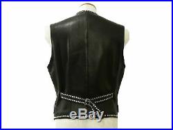 Authentic Gianni Versace Leather Setup Suit Vest Jacket Pants Studded Men D1163