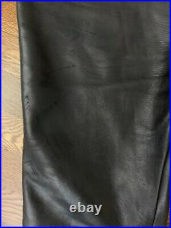 Authentic Gucci Mens Black Leather Pants 5-Pocket Straight Leg Size 50 US 34
