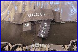 Authentic Gucci Mens Patent Black Leather Pants Euro Size 48