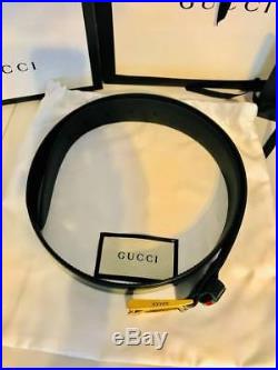 Authentic Italian Gucci Leather Belt with Web Men's Size 90cm Pant Size 32 inches