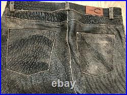 Authentic Just Cavalli men leather grey pants size 34 Made in Italy